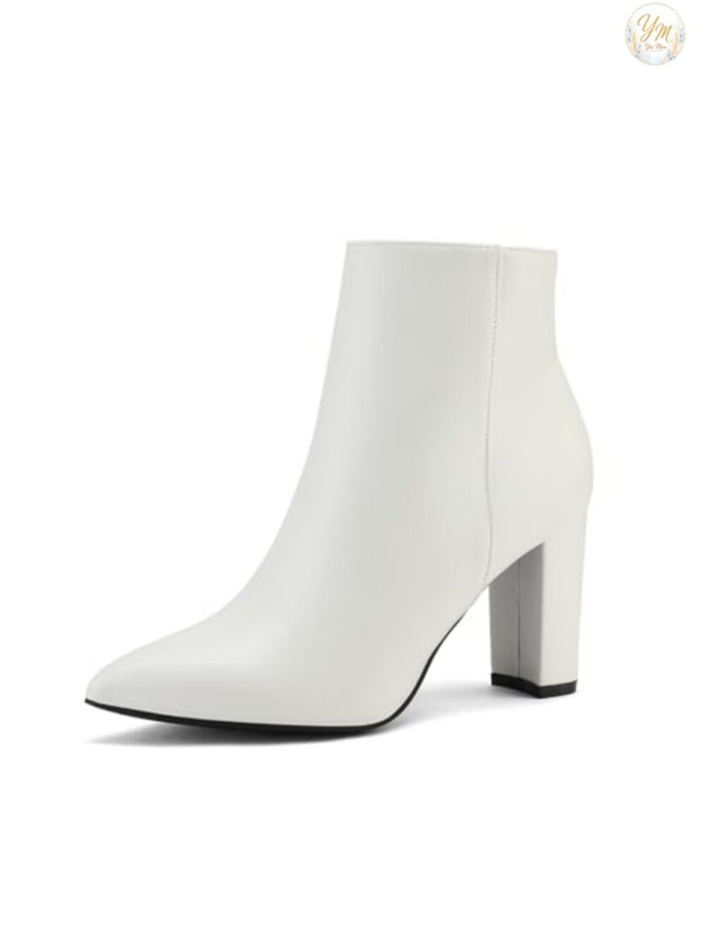 Women's Faux Leather Chunky Heel Ankle Booties Pointed Toe Block Heel